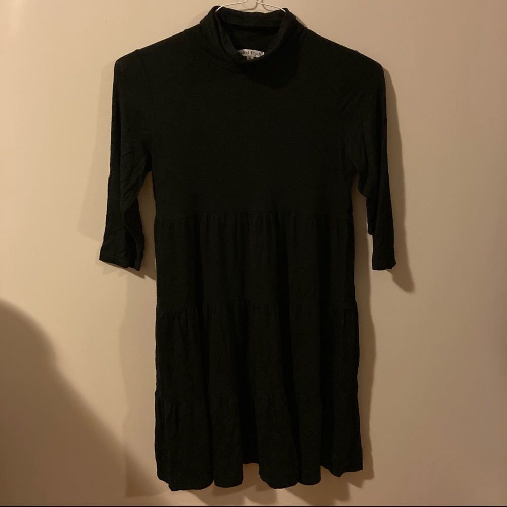 Velvet Torch Black Turtleneck 3/4-Sleeve Dress